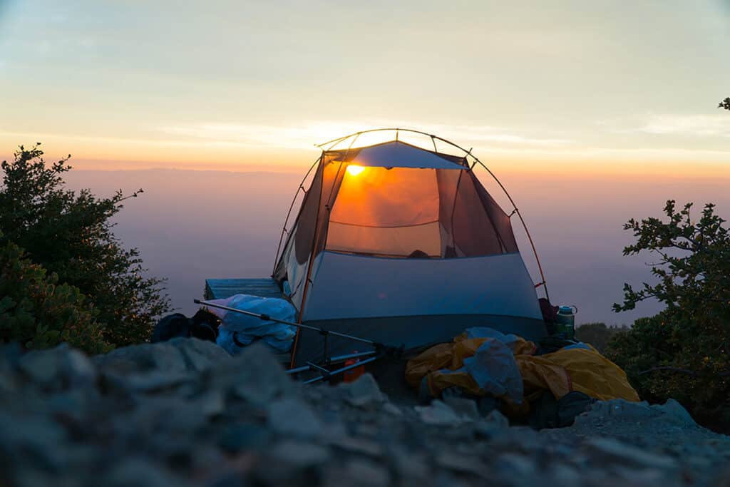 cabin tent on edge of ravine